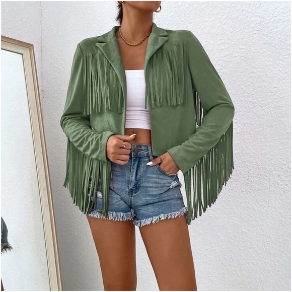 Western Open Front Fringe Boho Jacket - Picture 11 of 14